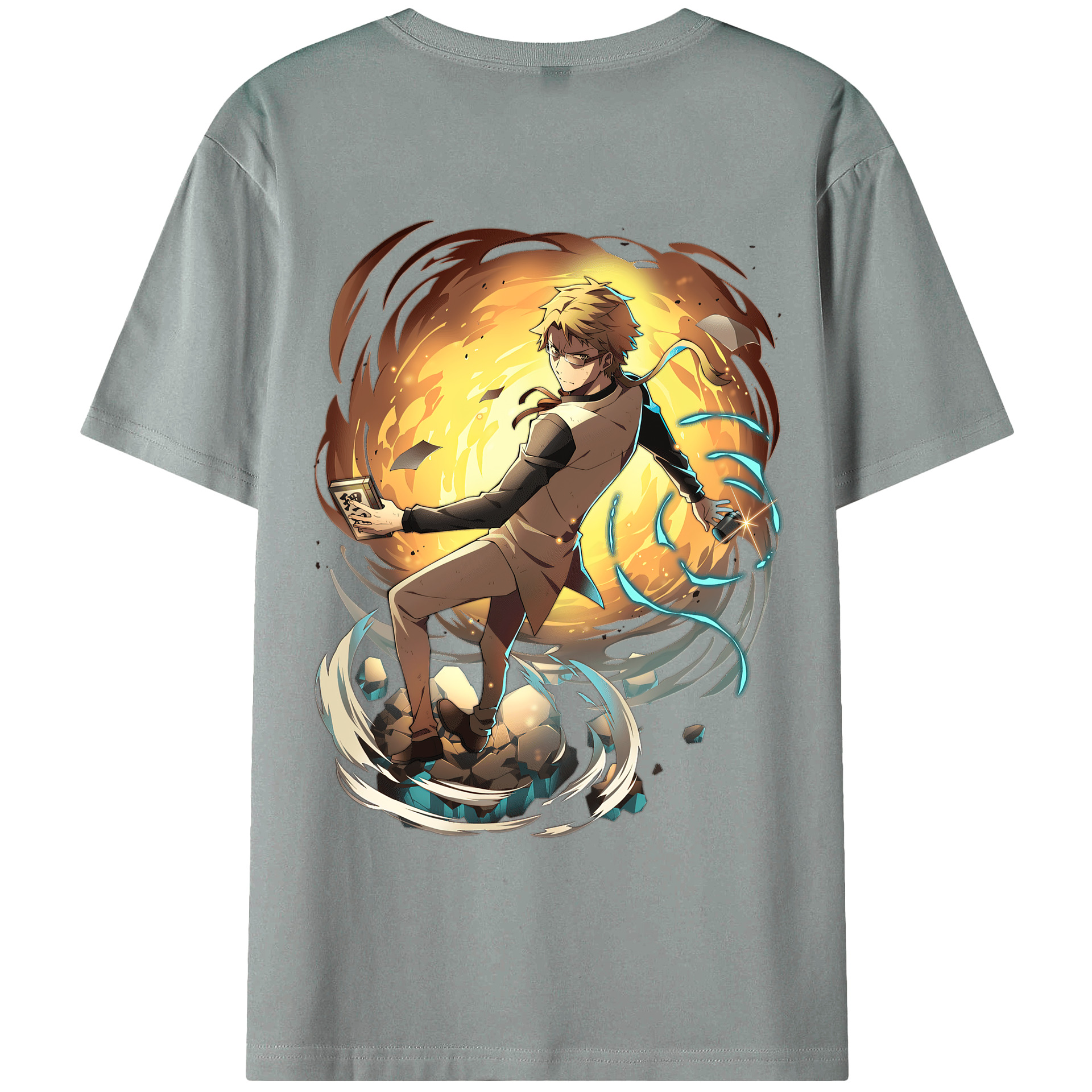 （画像用） 文豪ストレイドッグス Bungo Stray Dogs 綿100％ メンズ半袖Tシャツ（バックプリント） 通気性